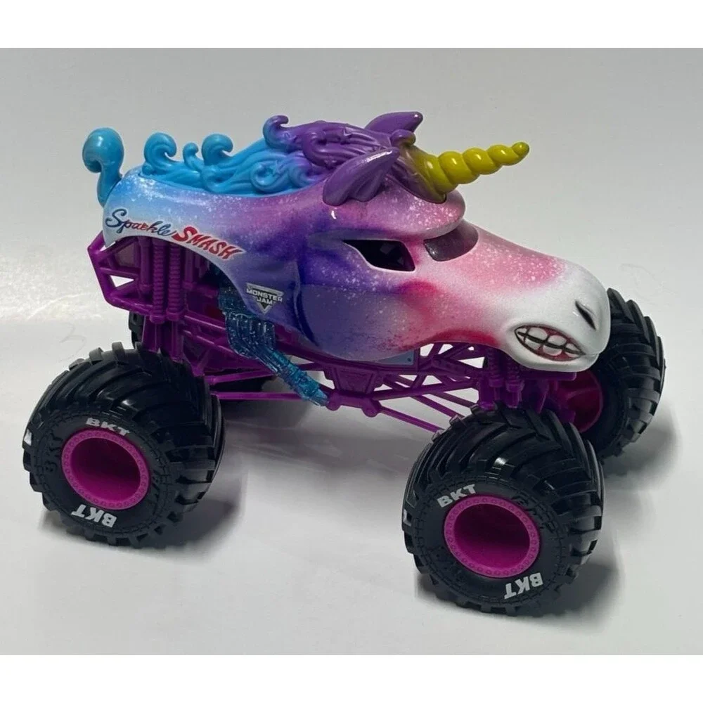 Monster Jam Sparkle Smash Unicorn 1:24 Scale Monster Truck Spin Master Purple